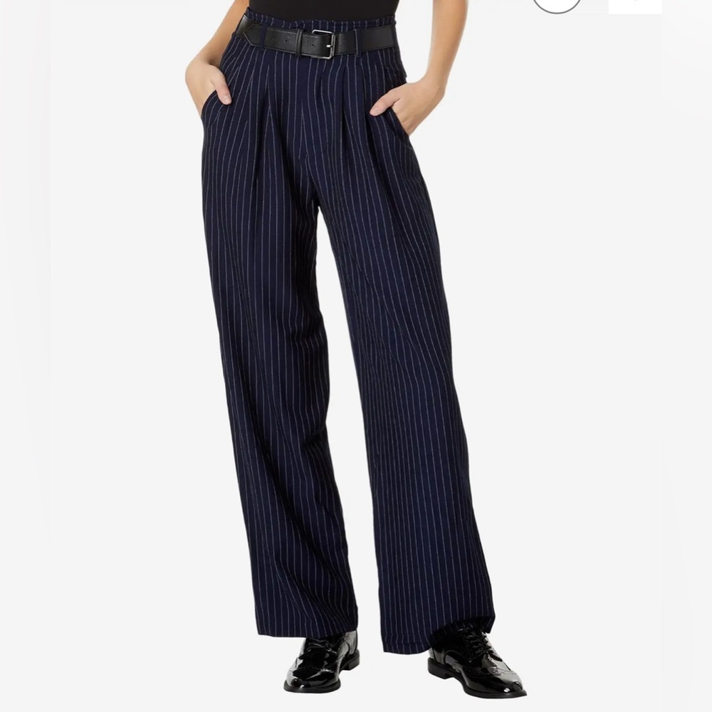 Line & Dot‎ Margaux Navy Pin Striped Wide Leg Pants